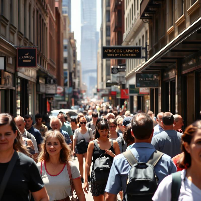 Candid street photograph of people walking in a bustling Sydney street, reflecting the urban photography course content