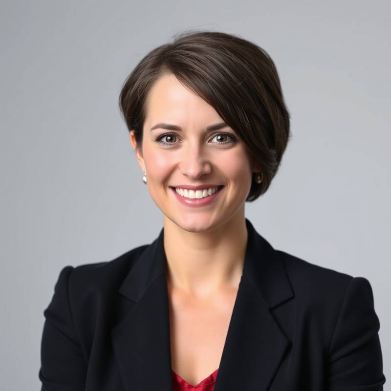 Professional headshot of Eliza Lawson, a smiling woman with short brown hair, wearing a dark blazer