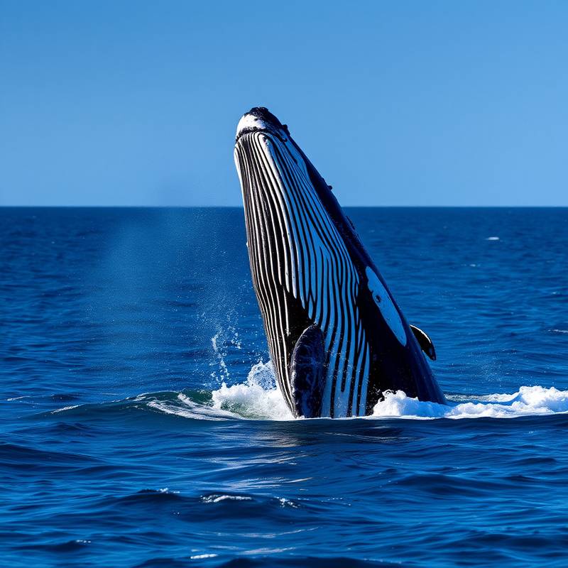 Wildlife photograph of a breaching humpback whale, taken by a wildlife photography student